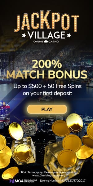 Jackpot Village Casino 200% Welcome Bonus + 50 Free Spins