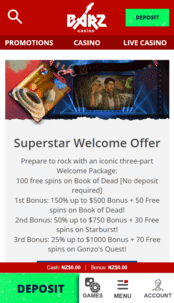 Barz Casino Screenshot 3