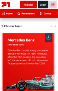 F1 Casino Screenshot 1