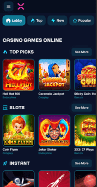 Xon Casino Screen