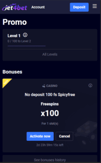 Screenshot Jet4Bet Casino 2 Jet4bet Casino: 100 Free Spins No Deposit Bonus – Exclusive Bonus
