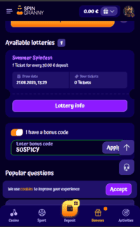 Screenshot SpinGranny Casino 2