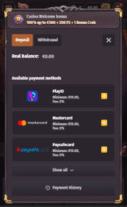 Dragonia Casino: 100% Up To €/$ 500 + 200 FS + 1 Bonus Crab Welcome Bonus