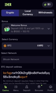 Immerion Casino Crypto Screenshot