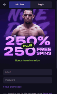 Immerion Casino Registration Screenshot