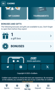Coldbet Casino Gifts Screenshot