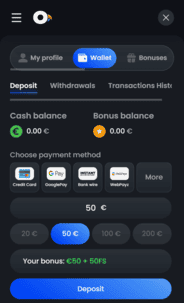 MonacoJack Casino deposit screenshot