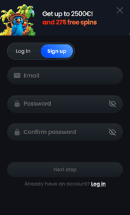 Monacojack casino registration screenshot