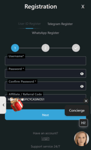 XO Casino Registration Screenshot