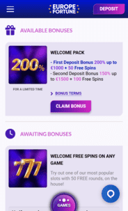 Europe Fortune Casino WB Screenshot