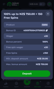 FridayRoll Casino WB Screenshot