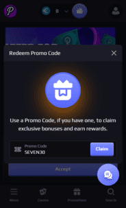 playoda Casino promo code screenshot