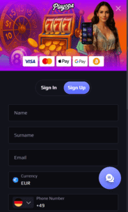 Playoda Casino Registration Screenshot