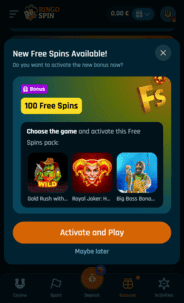 RingoSpin Casino NDB Screenshot