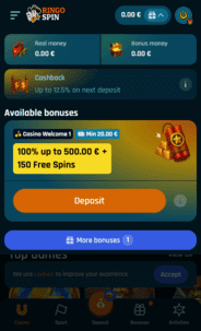 RingoSpin Casino WB Screenshot