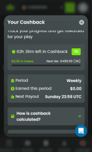 WilderBet Casino Cashback Screenshot