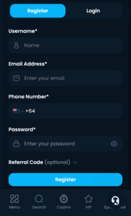 Betlix Casino Registration Screenshot