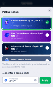 Marathonbet Casino promo code screenshot