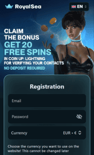 Royal Sea Casino Registration Screenshot
