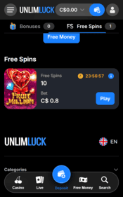 unlimluck casino screenshot 3