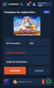 Velwins Casino promo Screenshot