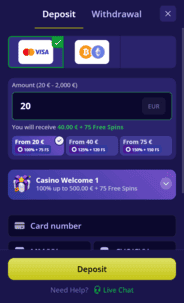 bonuskong_casino_deposit_screen BonusKong Casino Deposit Screenshot