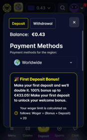 KoalaBet Casino Balance Screen