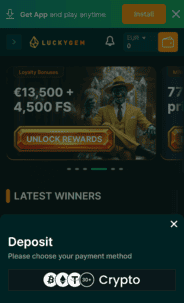 LuckyGem Casino Deposit Screen