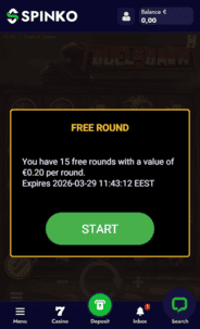 Spinko Casino game Screen