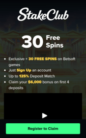 StakeClub Casino: 30 Free Spins No Deposit Bonus