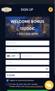europe777 casino screenshot 2