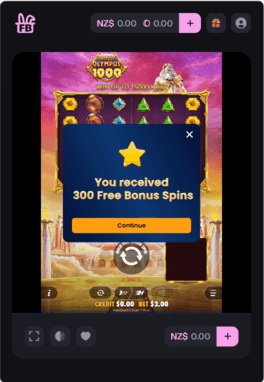 FastasyBet Casino Free Spins Screen
