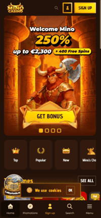 Mino Casino main page