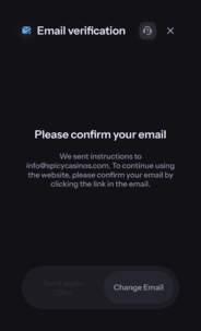 Palace Casino Verification Screen