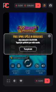 PalaceCasino Win Screen