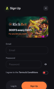 Richbet Casino reg screen