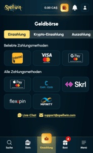 Spellwin Casino Dep Screen