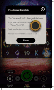 Asgard Slots Casino Win Screenshot
