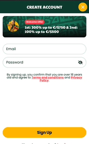 tikal casino sign up screenshot