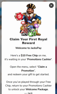 Jackspay Casino bonus screenshot