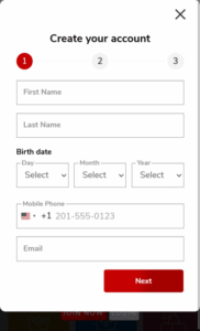 Jackspay casino registration screenshot