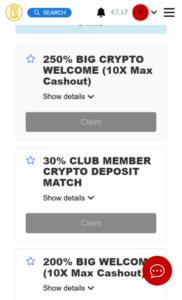 JacksPay Casino welcome bonus screenshot