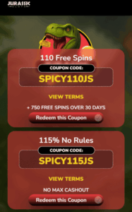 Jurassic Slots Casino: 110 Free Spins No Deposit Bonus – Exclusive Offer