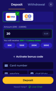 morospin casino deposit screenshot