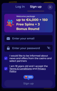 morospin casino reg screenshot