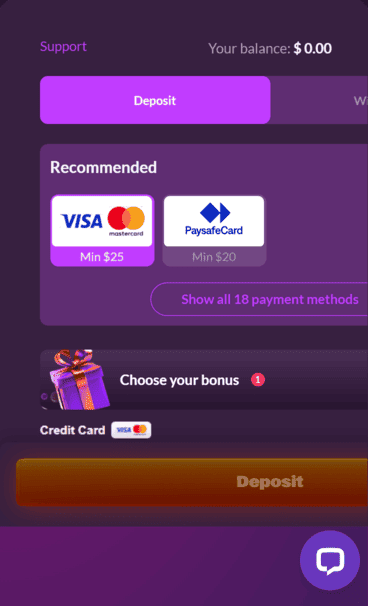 Slotrave casino deposit screenshot