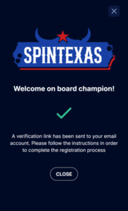 Spintexas Casino Verification Screenshot