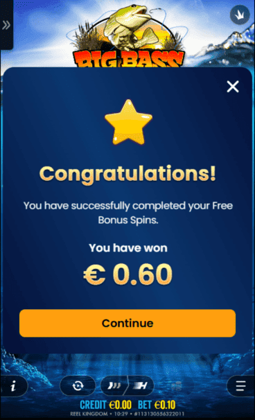 Vipsta Casino win screenshot