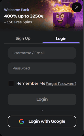 Wildies Casino Signup Screen