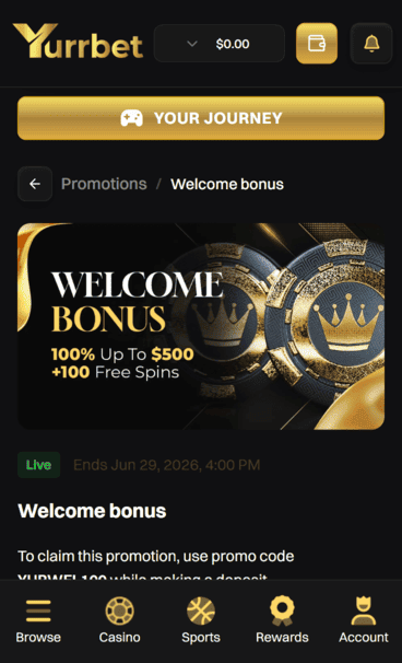 yurrbet_casino_wb_screenshot Yurrbet Casino welcome bonus screenshot